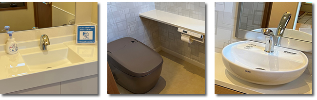トイレの便座・洗面台の水栓はタッチレスで操作いただけます